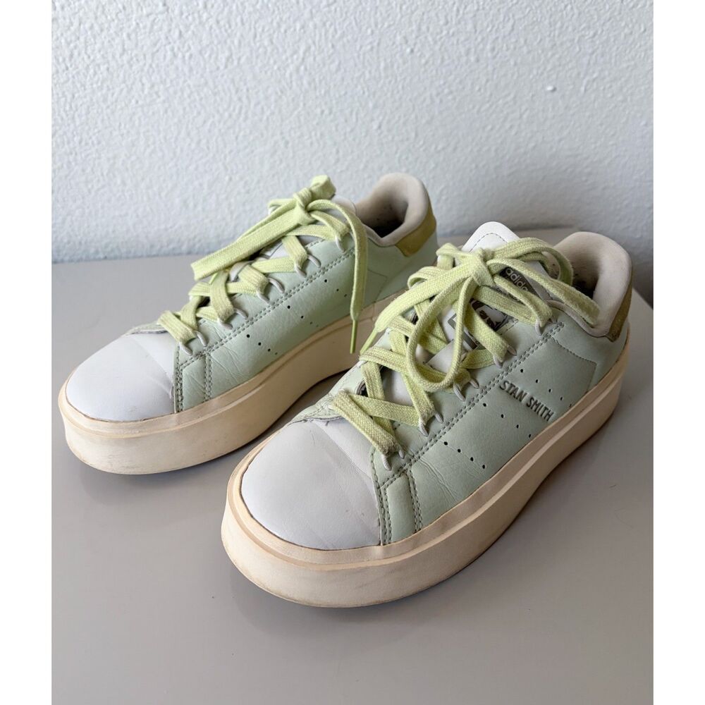 ADIDAS Stan Smith Bonega Platform Shoes Green Lime Sneakers Womens 6